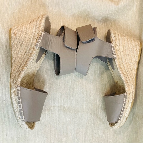 VINCE Sz 8 Sophie Leather Ankle Wrap Peep Toe  Espadrille Wedges Sandals - Picture 13 of 15